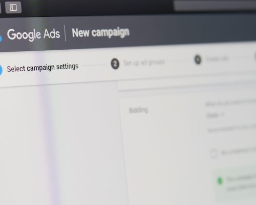 New-York , USA - May 22 , 2020: New campaign Google ads main page close up view on laptop screen
